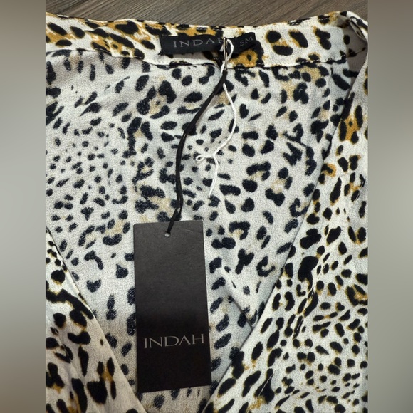 Indah Lucia Leopard Wrap Top Bell Sleeve 100 Percent Rayon Revolve NWT SM - Picture 3 of 7